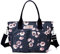NICOLE & DORIS Damen Handtasche Große Tasche Casual Umhängetasche mit Mehreren Taschen Shopper Schultertasche Blume Henkeltasche Bunte Tote Handtaschen Crossbody Bag Dunkelblau 4