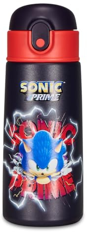 Borraccia Termica Borraccia SONIC, Blu Rosso - per Bambini con Cannuccia 460 ML No BPA - Asilo, Scuola Elementare - Acciaio Inox, Mantenimento Temperatura fino a 24h