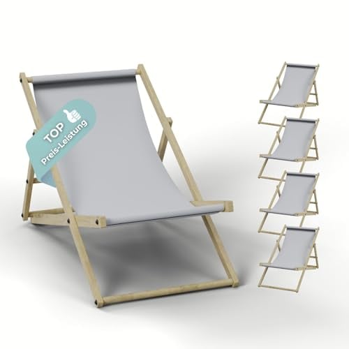 HAGO Liegestuhl Beige Liege Stuhl Strand Strandliege Sonnenliege Gartenliege Klappstuhl Lounge Chill 5 Stück