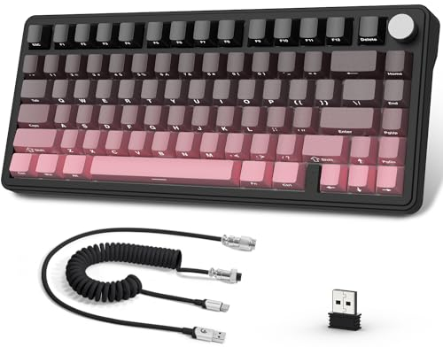 AJAZZ x Attack Shark X85 Mechanische Tastatur,75% Kabellose Gaming-Tastatur mit Knopf,5-Lagige Polsterung,Seitlich Bedruckte PBT-Tastenkappe,BT5,1/2,4 GHz/USB-C,Hot-Swap-Linearschalter,RGB,für PC,MAC