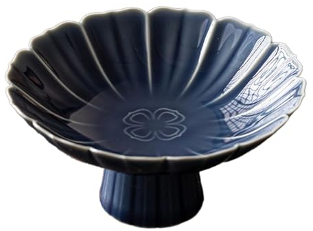 Baoblaze Footed Fruit Bowl Holder - Decorative Pedestal Bowl for Kitchen Dining Table - Dessert Cake Serving Dish, Blue