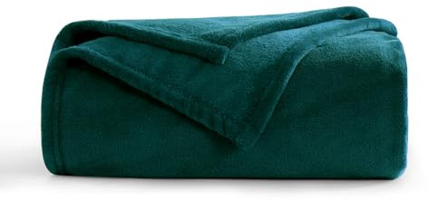 Aisbo Fleece Blanket Forest Green Throw - Versatile Soft Warm Blanket Fluffy Throws for Sofa Couch Single Size, Cozy Solid Bed Flannel Blanket for Travel, 130x150cm