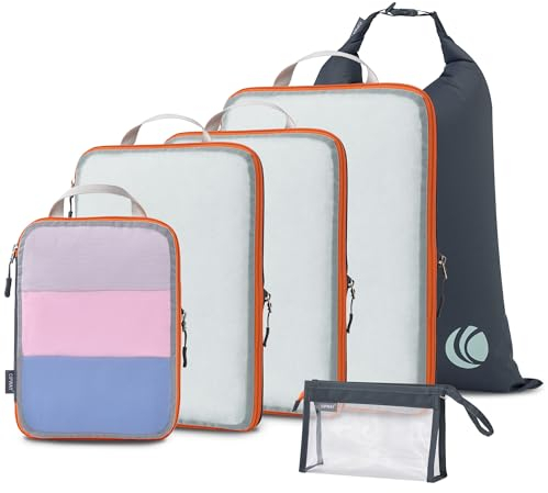 Cipway Kompression Koffer Organizer Set für Rucksack ，Netzgewebe Ultraleichte Packtaschen Packing Cubes Packwürfel Kofferorganizer Packtaschen Kleidertaschen für Reiseorganizer(grau, 6 Stück)