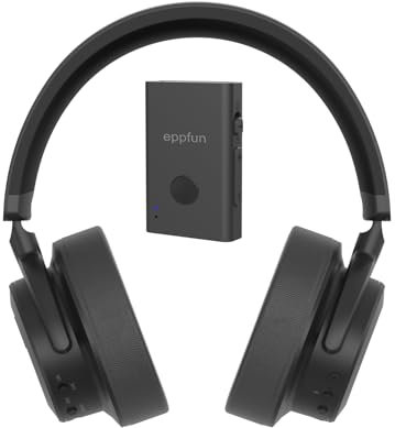 eppfun LE Audio LC3 AURACAST Bluetooth 5.3 Kopfhörer, Hybrid Active Noise Cancelling Over Ear TV Gaming Kopfhörer, niedrige Latenz, Hi Res mit 6 Mikrofonen, USB C/Aux Eingang