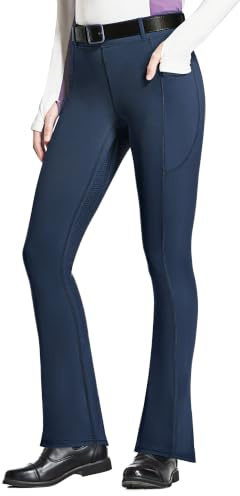 FitsT4 Sports Damen Reithose Bootcut Reitleggings Vollbesatz Schlaghose | Schlaghose Silikon vollbesatz mit Handytasche und Gürtelschlau für das tägliche Reittraining und für Turniere