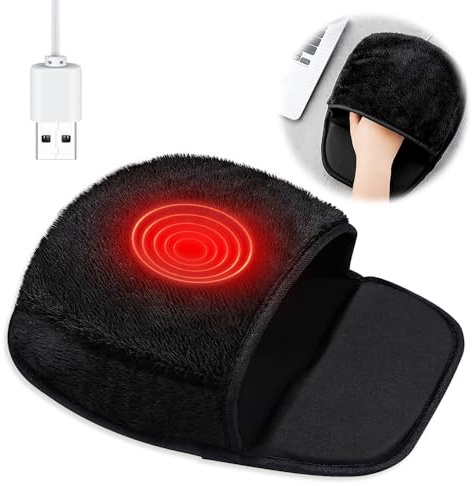 mizikuu Beheizte Mauspad USB, Elektrischer Handwärmer Plüsch Verdicktes Handwärmer Pad Heizung Computer Heizkissen Schreibtisch Handgelenk Winter Warmes für Männer und Frauen