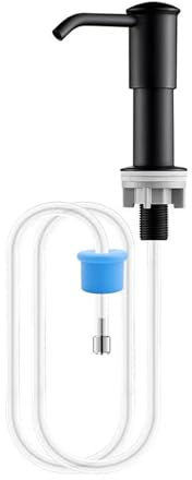 HJIAMA Dispensador Jabon Cocina Bajo Encimera, Dispensador de Jabón con 116 cm Rosca Tubo Silicona, Cabezal Bomba Giratorio 360°, Ahorra Espacio para Fregaderos Cocina