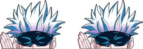 Pure Print Cut Anime Peeker Jujutsu Kaisen Sticker – 2 Stück Auto-Aufkleber 9 cm – Japanische Manga-Dekoration (Gojo)