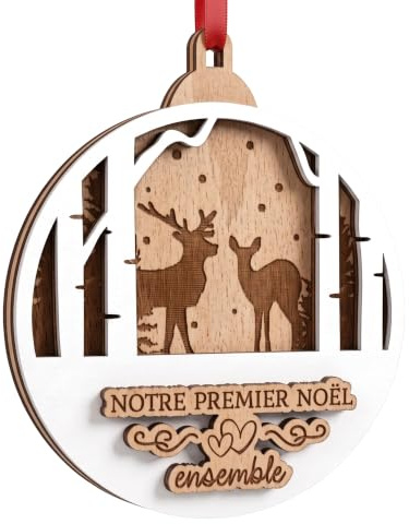 ERNESTINE - Personalisierte Weihnachtskugel Familie aus Holz – Baumschmuck personalisierbar aus Holz – Kugeln mit Lasergravur – einzigartige Geschenkidee für Weihnachten – Herren und Damen