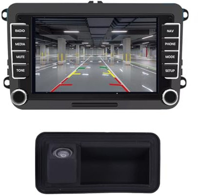9''GPS Autoradio Navigation Apple CarPlay&Android+Rückfahrkamera kompatibel mit V W Tiguan/Touareg/Sharan/Golf/Jetta/Touran/Passat/Porsche Cayenne/Bora (G7257 Navigator, +01579 Rückfahrkamera)