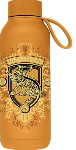 QUOKKA SOLID X HARRY POTTER | BOTELLA TÉRMICA DE ACERO INOXIDABLE DOBLE PARED CON COLGADOR | HP HUFFLEPUFF
