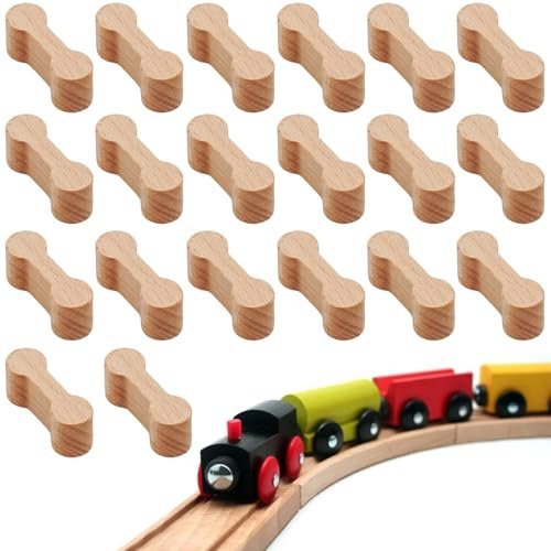 20 Stück Holzeisenbahn Zubehör, Wooden Brio Schienen,Holzschienen Adapter Verbinder,Brio Zubehör,Holzeisenbahn Schienen,Universal Holzeisenbahn Adapter Set,für Kinder Lego Spielzeug Schienenverbinder
