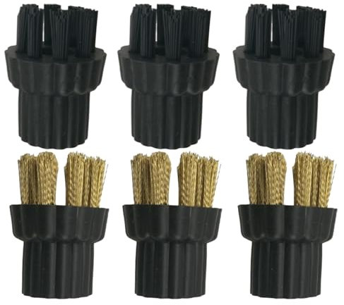 Szwaldaper 6 stücke Dampf Reiniger Messing Nylon Pinsel Kopf Ersatz Teile Steam Mop X500 Dampf Reiniger Messing Komponenten Kopf Teile Ersatzteile für Dampfreiniger