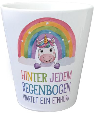 speecheese Lächelndes Einhorn Blumentopf Hinter jedem Regenbogen lustiger Pflanzentopf für farbenfrohe Dekoration