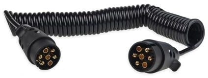 Rallonge de 6 mètres avec Prises Mâle 7 Broches Câble d’Extension Spiralé de Remorque Prise 7 broches Camping-car Caravane Porte-vélos