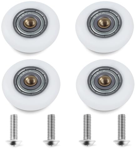 27 mm Duschtürrollen Ersatzteil, 304 Edelstahl, Duschtür-Räder, Laufschiene, Badezimmer-Gleitschienenräder, 4 Stück