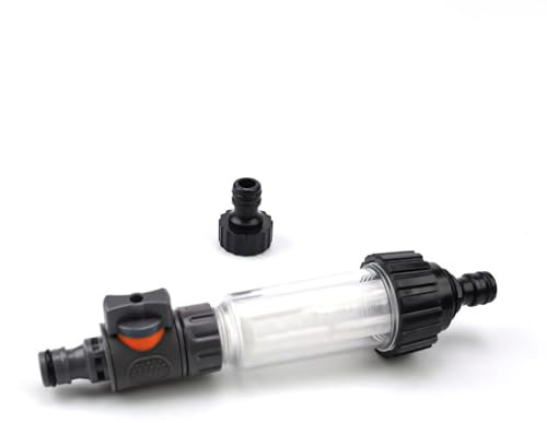 DIYCUT 3/4 Zoll Wasserfilter Garten, Wasserfilter Wohnmobil, Wasserfilter Hochdruckreiniger,mit 2 Stück Schlauchverbinder, Universell für Hochdruckreiniger, Gartenpumpen, Caravan und Camping