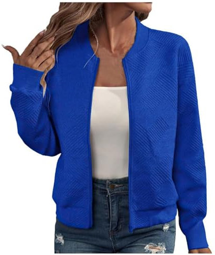 EMATOP College Jacke Damen Leicht Sport Bomberjacke Casual Langarm Übergangsjacke Kurz Einfarbig Sweatjacke Elegant Bequem Pilotenjacke Reißverschluss Fliegerjacke Baumwolle Herbstjacke Outwear