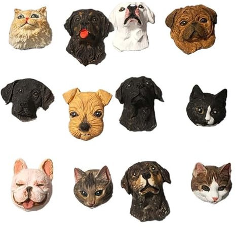 Custom Pet Portrait Fridge Magnet - Handmade Plaster Sculpture With Strong Magnetic Base - Personalised Dog, Cat & Animal Figurine For Home, Office & Gifts