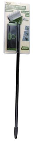 Kinzo Brosse désherbante télescopique 3 en 1 - Brosse désherbante avec grattoir et grattoir - Longueur 80-140 cm - Nettoyage des Joints de pavés - Outil de Jardin Ergonomique pour terrasse et allée