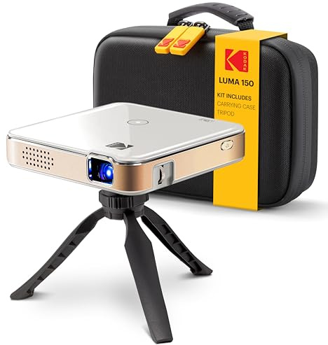 KODAK Luma 150 Mini Pico Projector - Pocket, White - Projector for Tracing & DIY Kit - Up to 120-Inch Display - Rechargeable Portable Wireless Travel Unit - HDMI & USB Input - Includes Travel Case