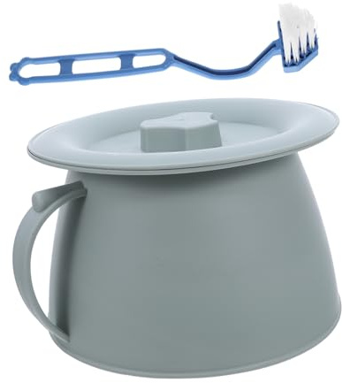 Veemoon Portable Chamber Pot Lid and Cleaning Brush 1.5l, Thickened Plastic Covered Urinal for Elderly, Toddlers, and Bedridden, Suitable for Travel, Camping, and Home Use