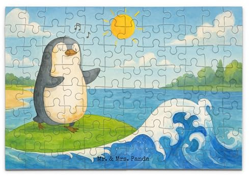 Mr. & Mrs. Panda Puzzle Pinguin Surfer Design 96 Teile - Geschenk, 500, Portugal, 2000, Urlaub, Puzzlespiel, 1000, Optimistisch, Geduldspiel, Motiviert, Hawaii