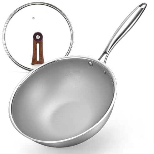 SSGP Titan Wokpfanne 28cm – induktion & 3-Schicht-PFOA-frei | kratzfest, leicht zu reinigen .rostfrei, für alle Herdarten, antihaft,mit Deckel