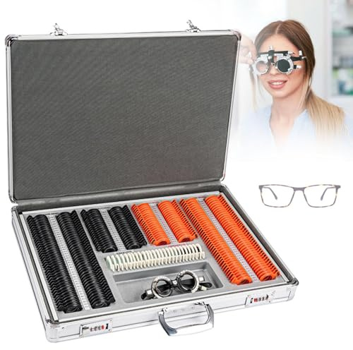 Optical Trial Lens Set for Vision Testing, Fitting Tools with Precise Scales to Detect Hyperopia, Myopia, Astigmatism, Strabismus, and Color Blindness