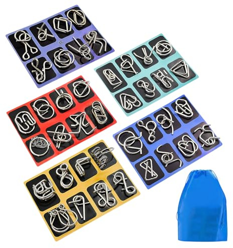 Surplex IQ Puzzle & Logikspiele für Erwachsene & Kinder, Geduldspiel, Brainteaser, Geschicklichkeitsspiel, Pädagogisches Spielzeug (Metal Puzzle - 40Pcs)