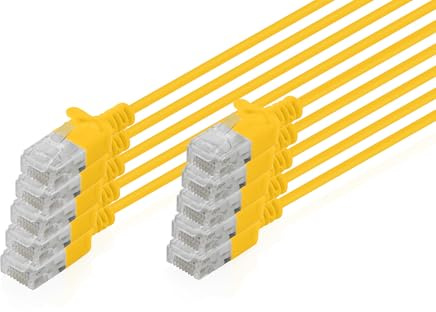 DIGITUS LAN Kabel Cat 6 – 0.3m – 1 Gbit/s – 10 Stück – ungeschirmt U-UTP – Slim AWG 32/7 – PoE+ – LSZH – 250 MHz – RJ45 Netzwerkkabel Patchkabel Ethernetkabel – Gelb