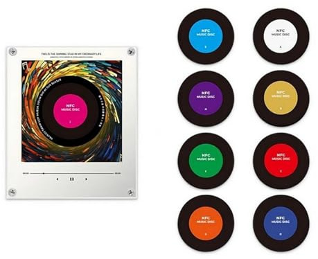 Personalized Music Fridge Magnets with Player Set, 9PCS Vintage Vinyl Record Refrigerator Magnets with Custom Picture, 128MB Programmable Music Player NFC Enabled MusicGifts