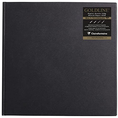 Clairefontaine 34251C Skizzenbuch mit Fadenbindung Geleimt quadratisch Goldine, 25 x 25 cm, 140 g, weiß