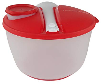 TUPPERWARE Salat&Go Besteck+Behälter To Go Picknick Salatparty 3,9L rot-weiß 10425