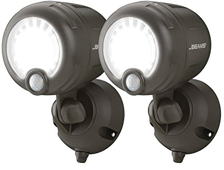 Mr. Beams MB360XT Wireless Battery-Operated Outdoor Motion-Sensor-Activated 200 Lumen LED Spotlight, Brown, 2-Pack