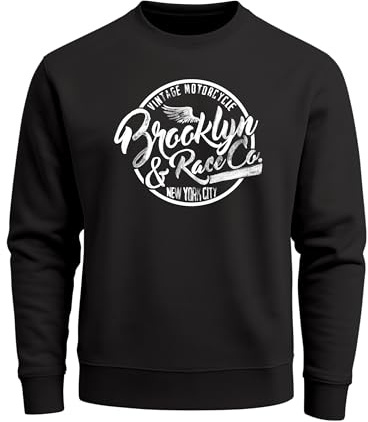Neverless Herren Sweatshirt Pullover Brooklyn Race Schwarz L