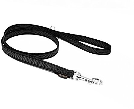 Mystique® Gummierte Leine 20mm mit Handschlaufe Standard Karabiner schwarz 1m