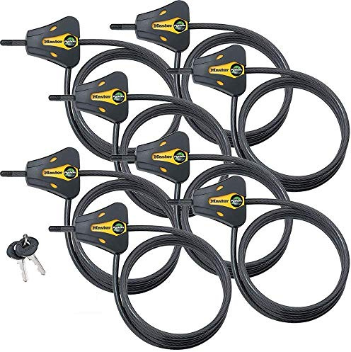 Master Lock - Keyed Alike Trail Camera Python Adjustable Cable Locks w/16 Keys, Model# 8419KA-8