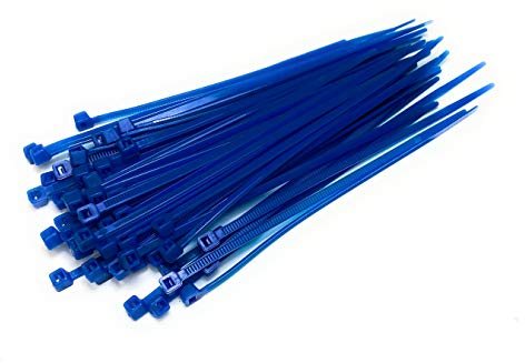 Small Standard Nylon Cable Ties 2.5mm in Width Zip Straps, Pack of 100 (2.5mm x 160mm, Blue)