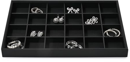 Oirlv Bandeja Joyero Apilable 24 Rejillas - Organizador de Anillos y Pendientes