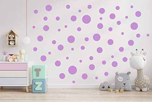 Konfetti Wandtattoo kreise Vinyl Wandsticker Set - 42 Stück pro Set - Wandaufkleber Runde Punkte (Kreise 42er Set, Flieder)