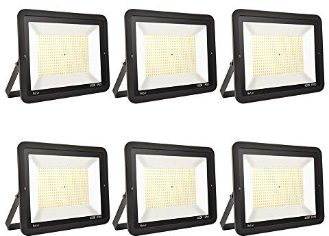 6 pack 400W Projecteur LED Extérieur IP66 Imperméable spot led exterieur Blanc froid(6000k) économiseur d'énergie 100% Sécurité Floodlight pour Cour Terrasse Square Usine[Classe énergétique A++]
