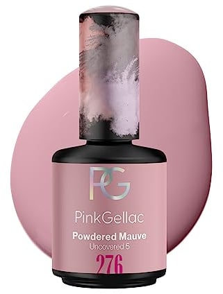 Pink Gellac Gel Nagellack UV, Veganes Nagelgel - 276 Powdered Mauve 15 ml | Gelnagellack für UV Lampe, Einfache Anwendung Nail Polish für 14 Tage Salonqualität, Gellack Made in Holland