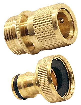 Tesmotor Messing Wasserschlauchanschlüsse, Wasserschlauch 3/4 Zoll Buchse und Stecker Schnellanschlussadapter (1 Paar)