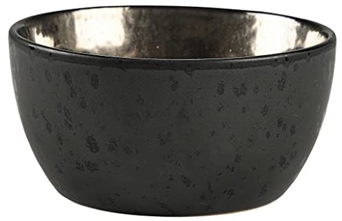 BITZ Schüssel, Schale, Müslischale, Snackschale aus Steingut, 14 cm im Durchmesser, Schwarz/Bronze