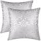 Kissenbezüge Kissenhülle CaliTime Kissenbezüge, 2 Stück, Überwurfkissenbezüge, Bezüge für Couch, Sofa, Heimdekoration, Vintage-Damast, Blumen, glänzend und stumpfer Kontrast, 40 cm x 40 cm, silbergrau