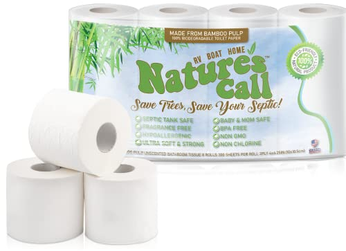 Nature's Call Papier toilette 100% bambou pour camping-car, bateau et maison – Papier toilette doux sans danger pour les réservoirs – Papier toilette pour camping-car à dissolution rapide – Papier