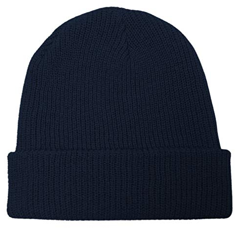 GO HEAVY Herren Long Streetwear Feinstrick Winter Beanie Dunkelblau