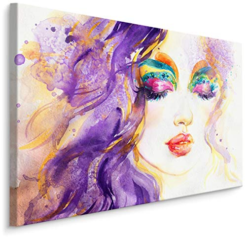 Muralo Leinwandbilder 120x80 Porträt Frau Schön Leinwand Wandbild Kunstdruck Mensch Gesicht Natur Abstraktion Schlafzimmer Wohnzimmer Wanddekoration Design XXL 1063 Br. 120 cm x Hö. 80 cm