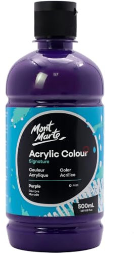 Mont Marte Colori Acrilici-Viola, 16,9oz (500ml), finitura semi-opaca, adatta per tela, legno, tessuto, pelle, cartone, carta, MDF e artigianato